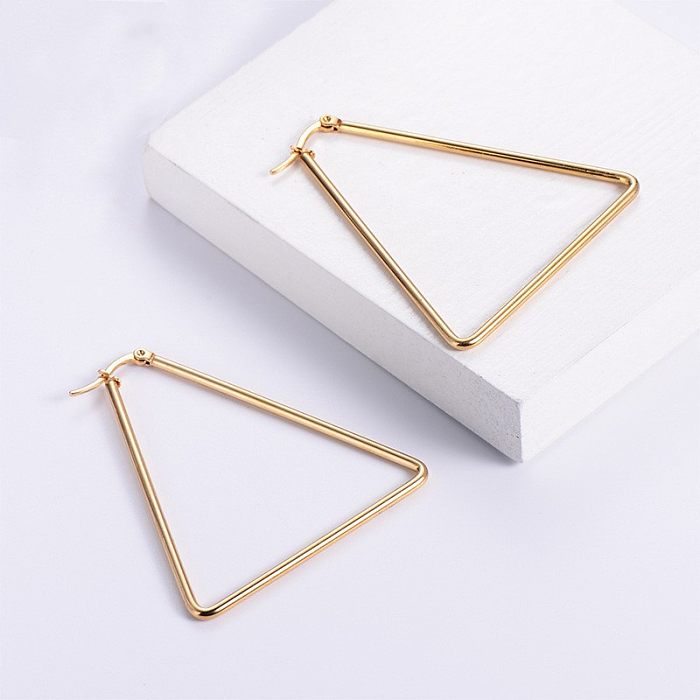 Fashion Triangle Stainless Steel  Plating Hoop Earrings 1 Pair