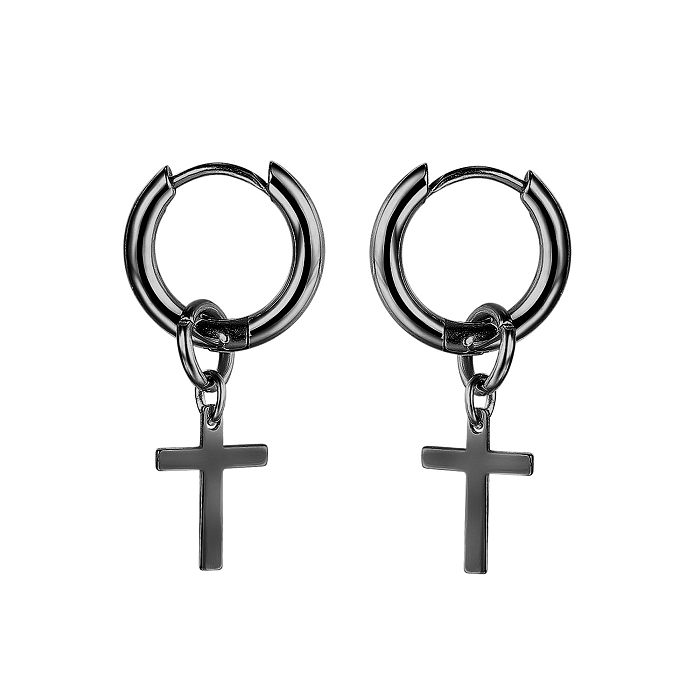 Wholesale Simple Men's Stainless Steel Cross Earrings