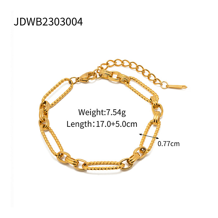 Classic Style Solid Color Stainless Steel Plating 18K Gold Plated Bracelets