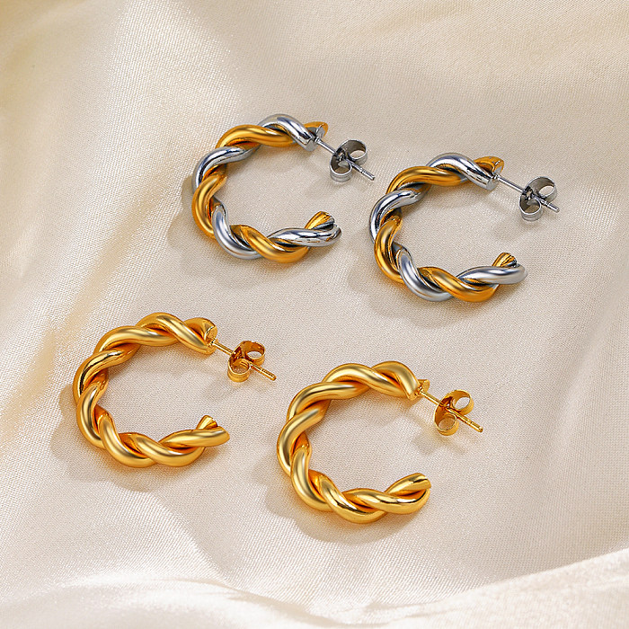 1 par de pendientes chapados en oro de 18 quilates de acero inoxidable con revestimiento giratorio estilo IG