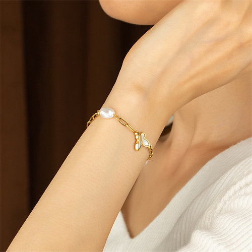 Simple Style Butterfly Stainless Steel Titanium Steel Plating Gold Plated Bracelets