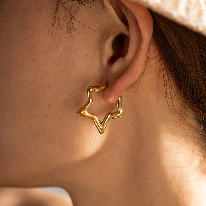 1 Paar elegante Ohrringe aus Edelstahl mit Pentagramm-Beschichtung im IG-Stil