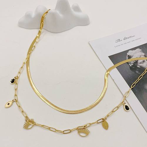Simple Style Eye Stainless Steel  Plating Natural Stone Necklace 1 Piece