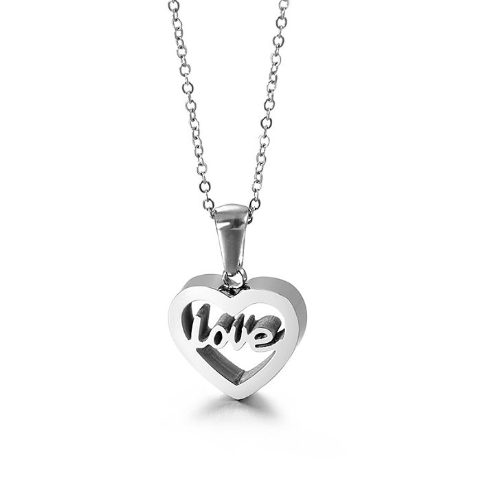 Collier en acier inoxydable en forme de cœur, Version coréenne, pendentif créatif d'amour, chaîne de clavicule, vente en gros