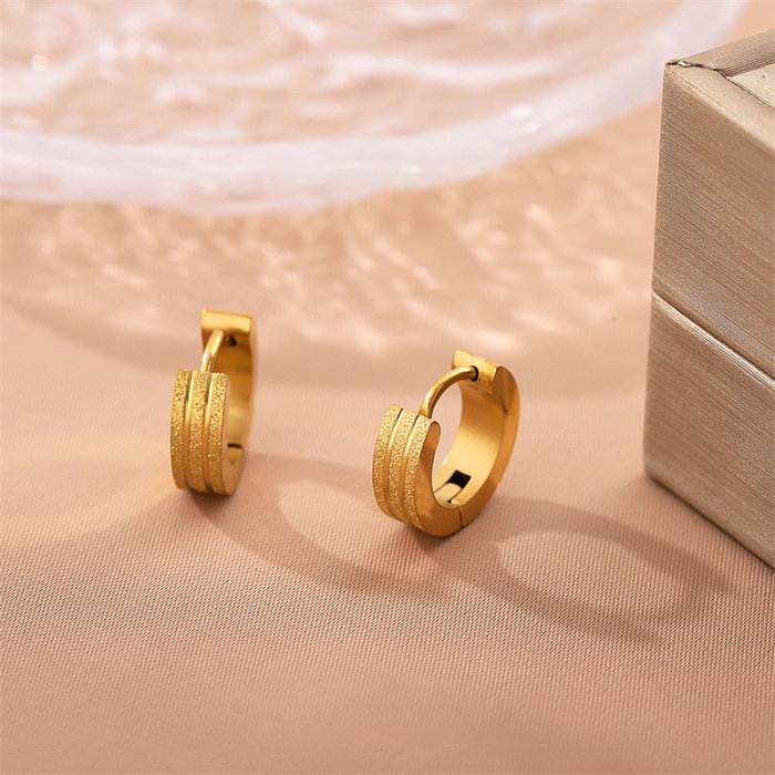 1 Pair Retro Simple Style Round Plating Stainless Steel  18K Gold Plated Earrings