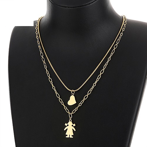 Wholesale New Fashion Stainless Steel  Heart Figure Pendent Necklace jewelry