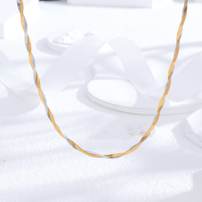 Colliers superposés en acier inoxydable plaqué or 24 carats, style simple, couleur unie, vente en gros