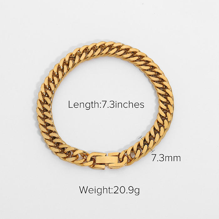 European And American 7.3mm Thick Cuban Chain Bracelet 18K Gold-plated Stainless Steel Bracelet