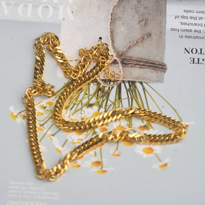 Wholesale Punk Waves Stainless Steel  18K Gold Plated Necklace