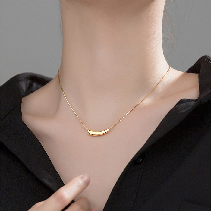 IG Style Simple Style Solid Color Stainless Steel Plating 18K Gold Plated Necklace
