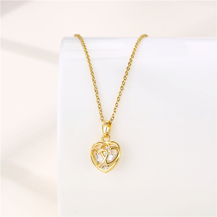 1 Piece Korean Style Swan Tree Heart Shape Stainless Steel  Stainless Steel Plating Inlay Zircon Pendant Necklace