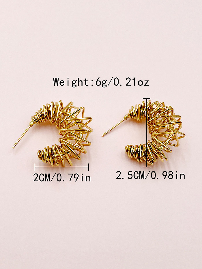 1 Pair Casual Simple Style Commute C Shape Geometric Polishing Plating Stainless Steel  Gold Plated Ear Studs