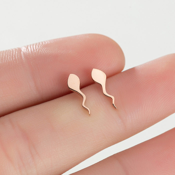Fashion Tadpole Stainless Steel Ear Studs Plating No Inlaid Stainless Steel  Earrings