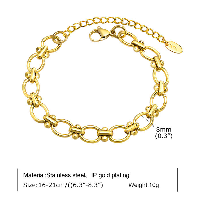 Casual Classic Style Solid Color Stainless Steel Plating Gold Plated Bracelets