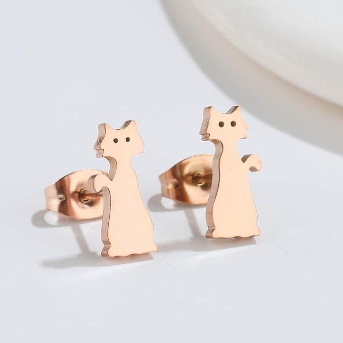 1 par moda coelho peru gato chapeamento de aço inoxidável oco brincos de orelha