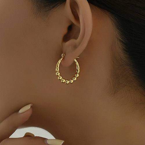 1 Paar einfache Pendel-Ohrringe aus Edelstahl mit 18-Karat-Vergoldung