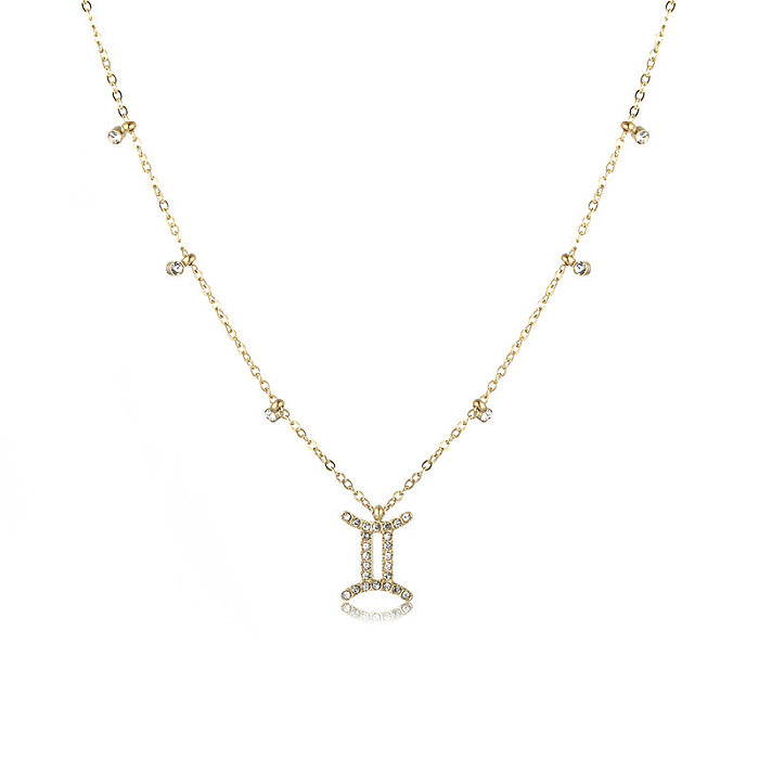 Basic Constellation Stainless Steel  Plating Inlay Zircon Pendant Necklace