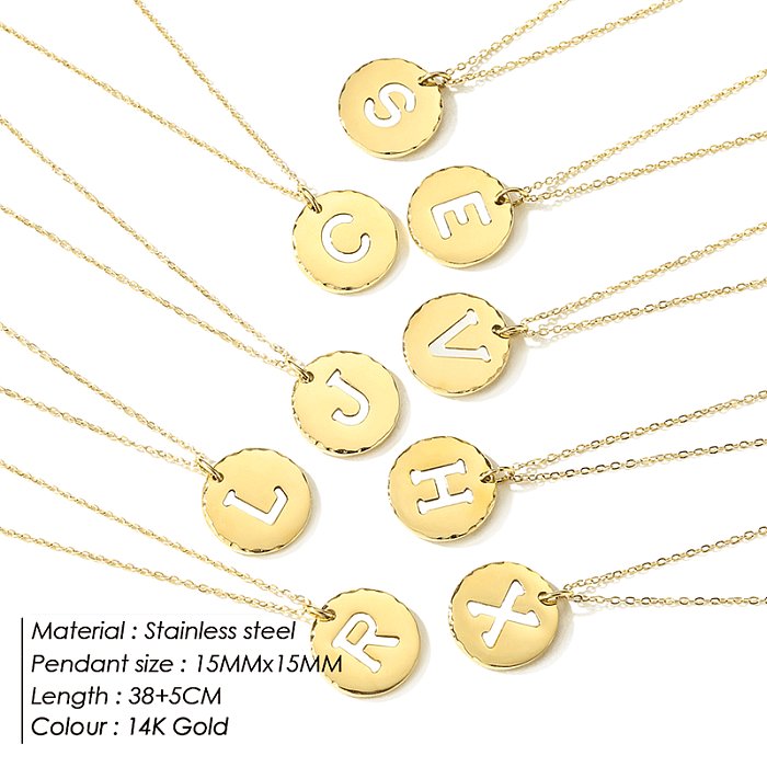 Einfache Halskette mit Buchstaben-Anhänger aus Edelstahl mit 14-Karat-Vergoldung