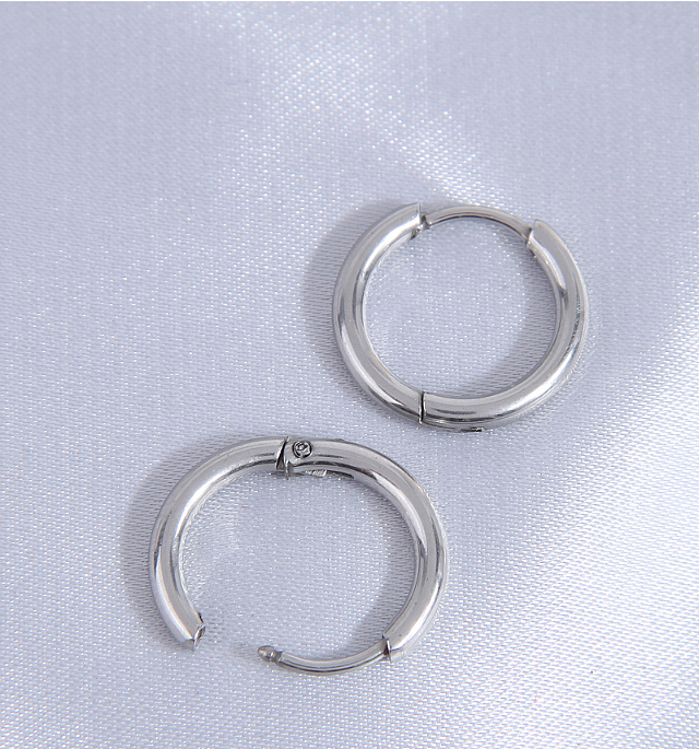 1 Pair Simple Style Round Stainless Steel  Hoop Earrings