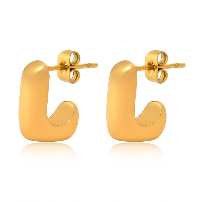 Einfache geometrische Ohrringe mit Edelstahlbeschichtung, 1 Paar