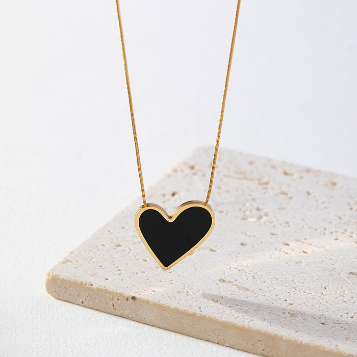 Elegant Sweet Classic Style Heart Shape Stainless Steel Pendant Necklace