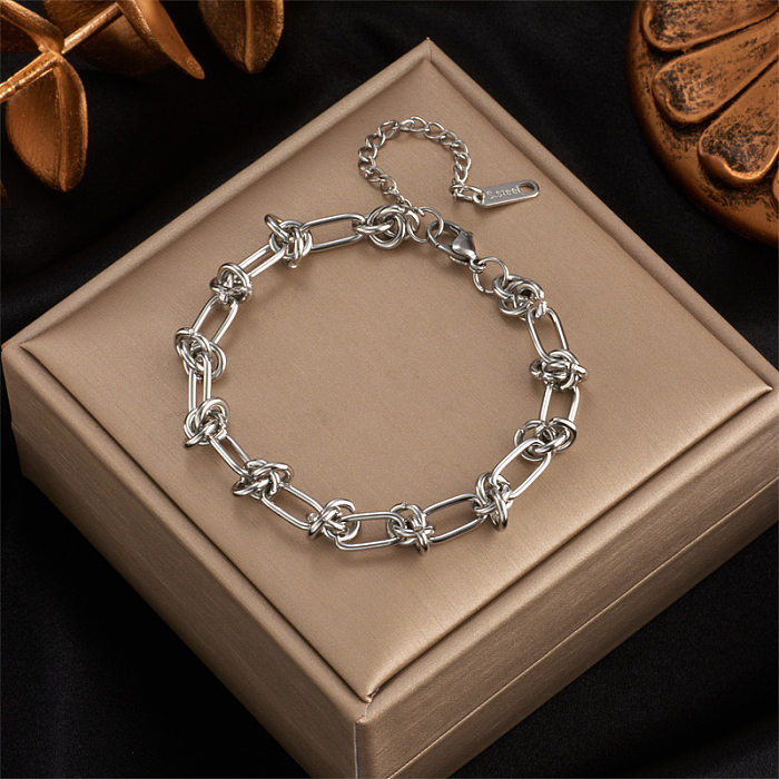 Fashion Geometric Titanium Steel Plating Inlay Zircon Bracelets 1 Piece