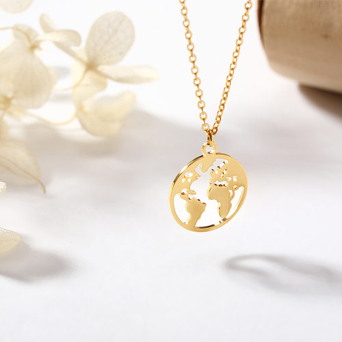 Fashion Stainless Steel  World Map Necklace
