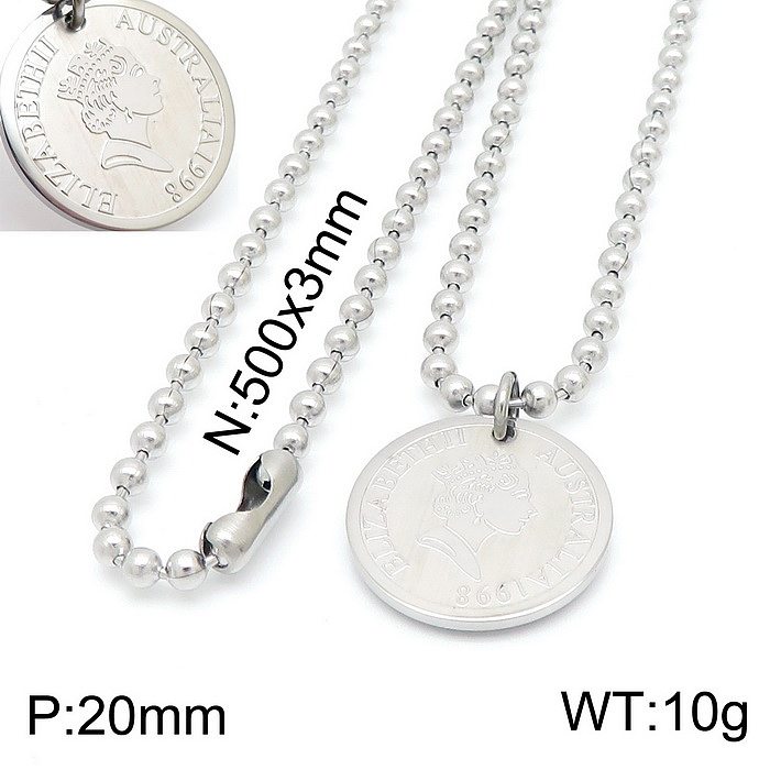Retro Classic Style Portrait Stainless Steel  Imitation Pearl Layered Necklaces In Bulk