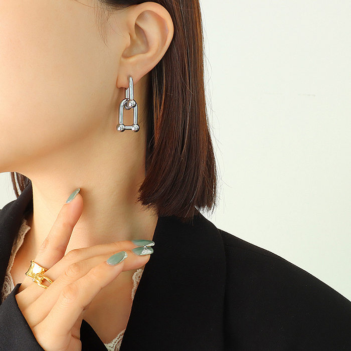 Mode Vachette Verschluss Metall Ohrringe weiblich einfach Titan Stahl