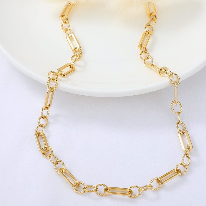 INS Style Retro Geometric Solid Color Stainless Steel  Plating 14K Gold Plated Necklace