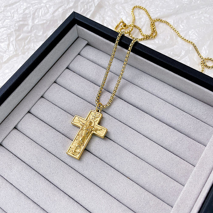 Classic Style Cross Stainless Steel  Stainless Steel Plating Necklace