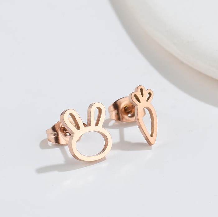 1 Pair Fashion Bunny Ears Stainless Steel Ear Studs