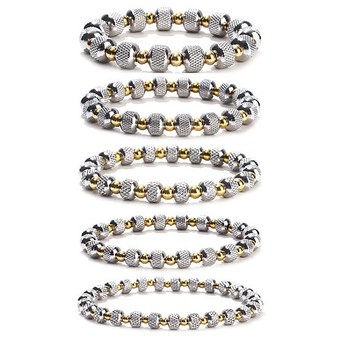 Bracelets plaqués de perles en acier inoxydable, 1 pièce, Style Simple, cercle