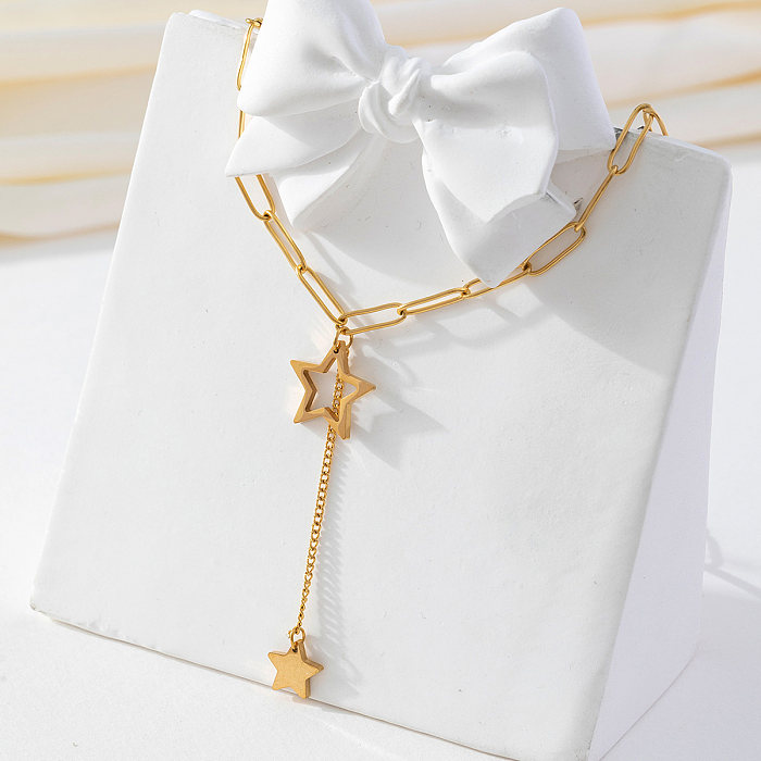 Cute Sweet Artistic Star Stainless Steel Pendant Necklace