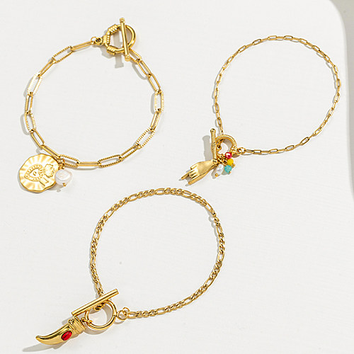 Mode-geometrische Edelstahl-Armbänder, die künstliche Perlen-Edelstahl-Armbänder überziehen
