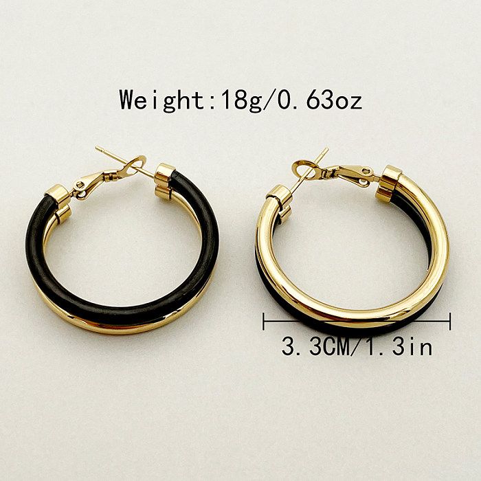 1 Pair Exaggerated Punk Commute Circle Color Block Layered Plating Stainless Steel  Gold Plated Hoop Earrings