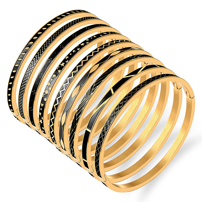 Streetwear Stripe Stainless Steel Bangle In Bulk