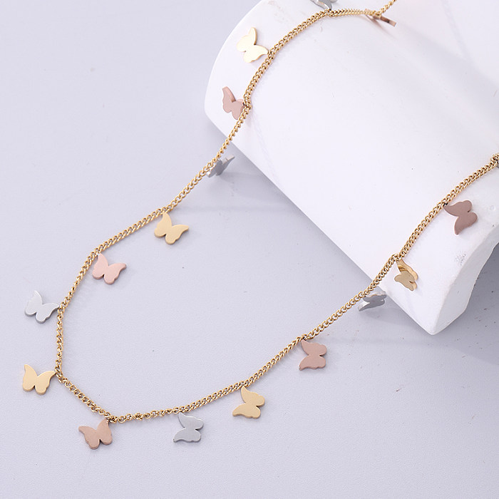 Casual Sweet Simple Style Butterfly Stainless Steel  Plating 18K Gold Plated Necklace