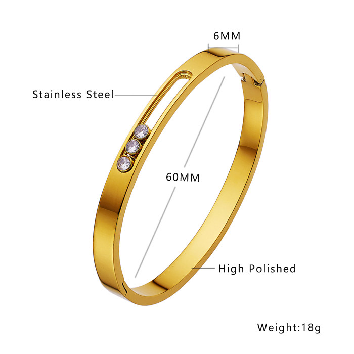 Classic Style Solid Color Stainless Steel Plating Gold Plated Bangle