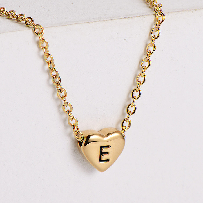 Sweet Letter Heart Shape Stainless Steel  Gold Plated Pendant Necklace 1 Piece