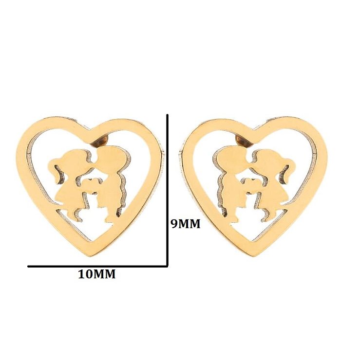 1 Pair Simple Style Heart Shape Stainless Steel  Plating Earrings