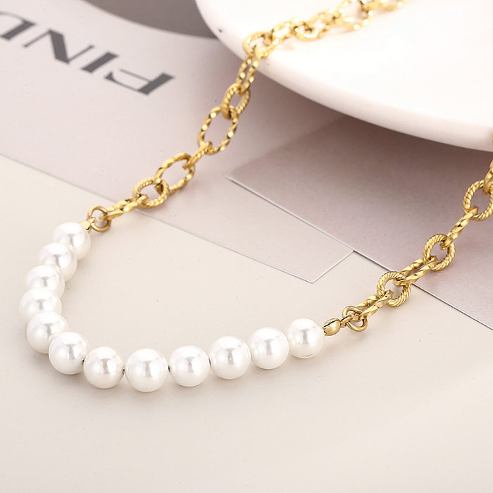 Simple Style Solid Color Stainless Steel  Stainless Steel Plating 18K Gold Plated Necklace