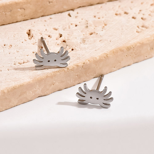 1 Pair Simple Style Crab Polishing Hollow Out Stainless Steel  Ear Studs