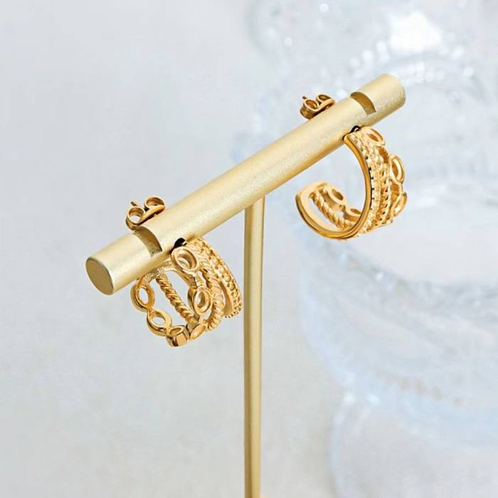 1 Pair Elegant Simple Style Geometric Plating Stainless Steel  18K Gold Plated Earrings