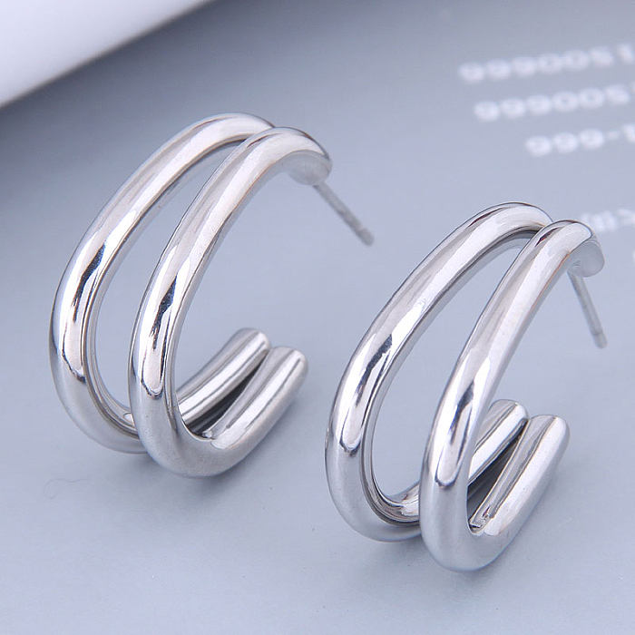 Wholesale Jewelry Glossy Geometric Circle Stainless Steel Earrings jewelry