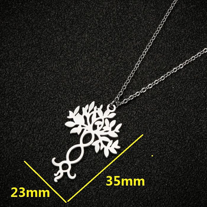 1 Stück Fashion Tree Edelstahl-Anhänger-Halskette