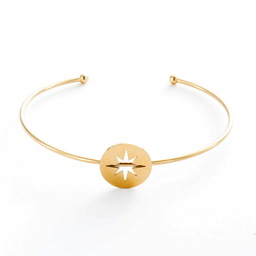 1 Piece Elegant Hexagram Titanium Steel Plating Bangle