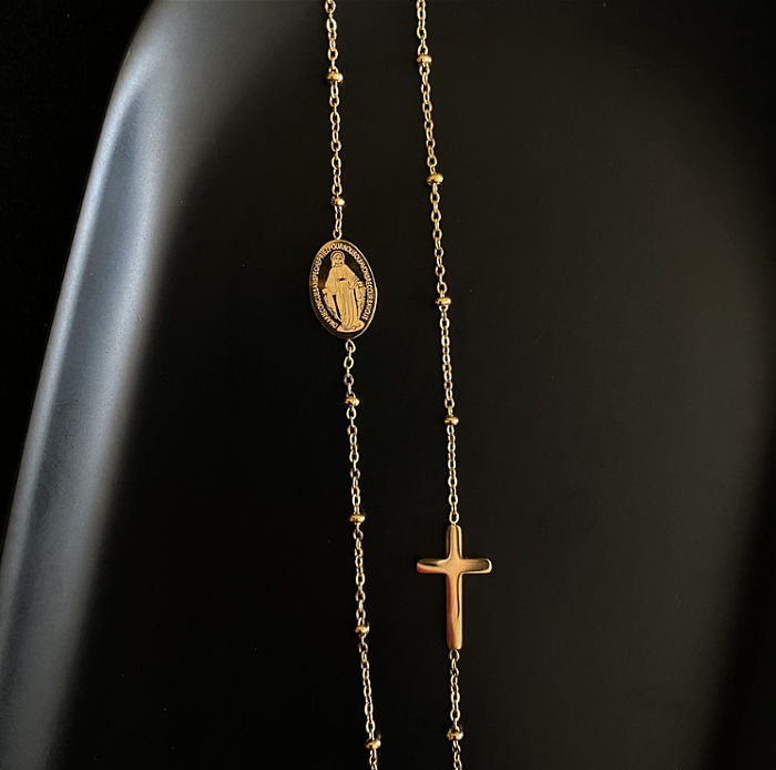 Mode-Kreuz-Edelstahl-Patchwork-vergoldete Halskette, 1 Stück