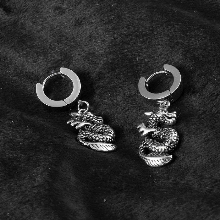 Fashion Dragon Stainless Steel Dangling Earrings Inlay Rhinestones Stainless Steel  Earrings 1 Piece