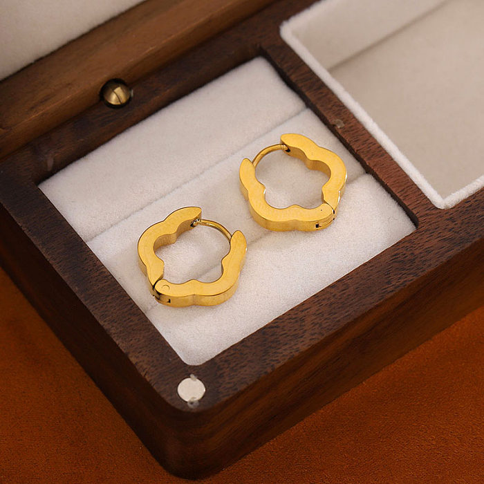 1 Pair Casual Simple Style U Shape Heart Shape Twist Plating Stainless Steel  18K Gold Plated Earrings